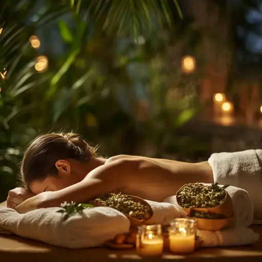 Massage aux pochons d’herbes
